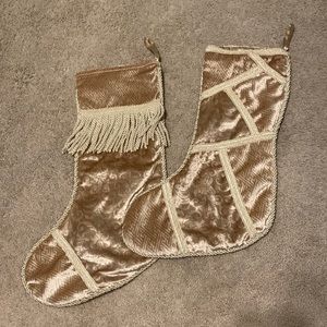 Set of Two Gold Christmas Stockings